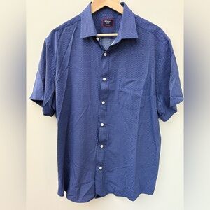 Untuckit Murphy Performance Short Sleeve Button Up Size XL Regular Blue Print